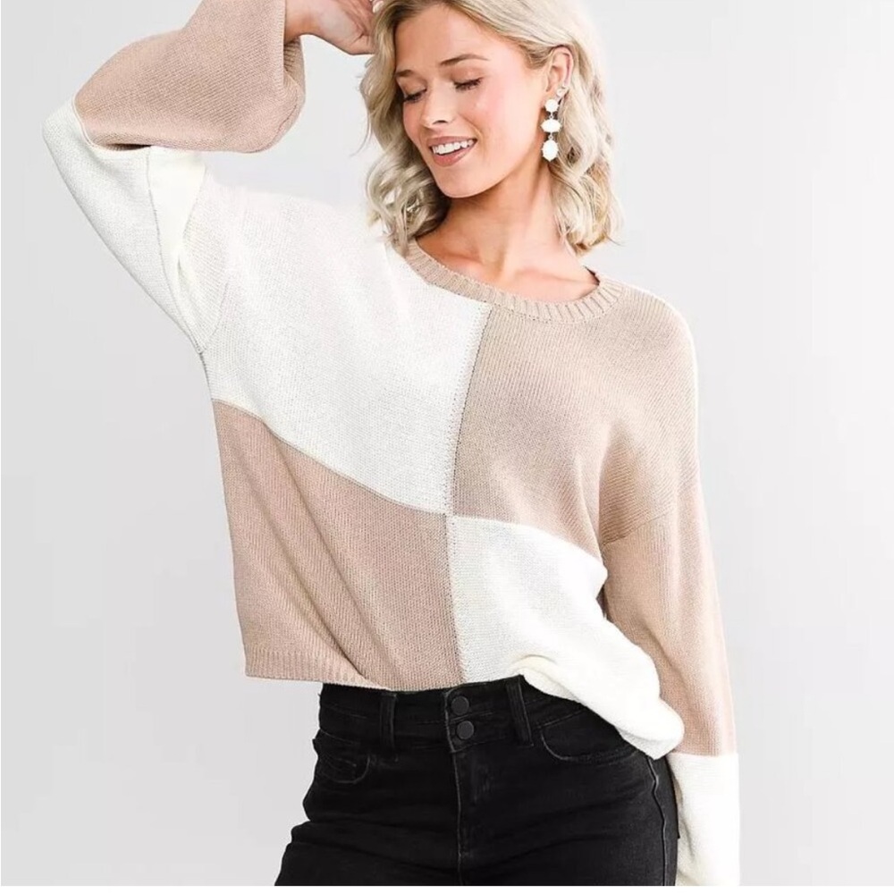 Z Supply Two-Tone Sweater - Cream and Tan